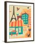 Paris Café-Jazzberry Blue-Framed Art Print