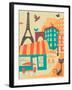 Paris Café-Jazzberry Blue-Framed Art Print