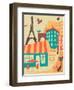 Paris Café-Jazzberry Blue-Framed Art Print