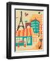 Paris Café-Jazzberry Blue-Framed Art Print