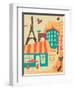 Paris Café-Jazzberry Blue-Framed Art Print