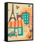 Paris Café-Jazzberry Blue-Framed Stretched Canvas