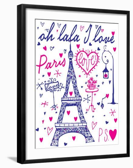 Paris Calligraphy - Set of Hand-Lettered Design Elements-emeget-Framed Art Print