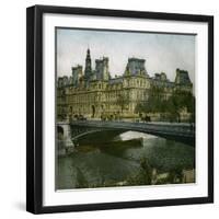 Paris City Hall and the River Seine, Paris (IVth Arrondissement), Circa 1895-Leon, Levy et Fils-Framed Photographic Print