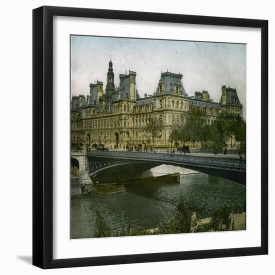 Paris City Hall and the River Seine, Paris (IVth Arrondissement), Circa 1895-Leon, Levy et Fils-Framed Photographic Print