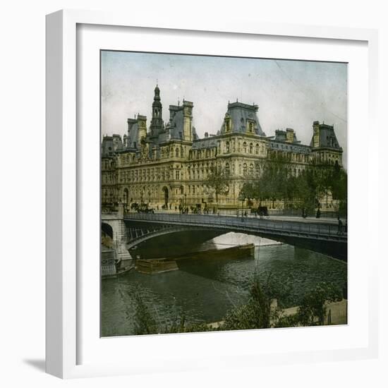 Paris City Hall and the River Seine, Paris (IVth Arrondissement), Circa 1895-Leon, Levy et Fils-Framed Photographic Print