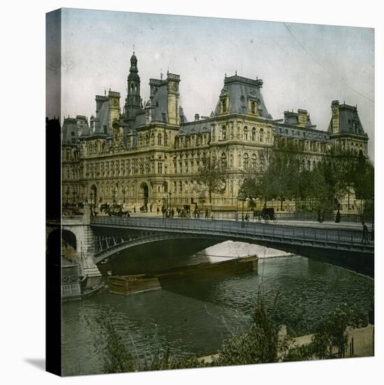 Paris City Hall and the River Seine, Paris (IVth Arrondissement), Circa 1895-Leon, Levy et Fils-Stretched Canvas