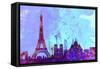 Paris City Skyline-NaxArt-Framed Stretched Canvas