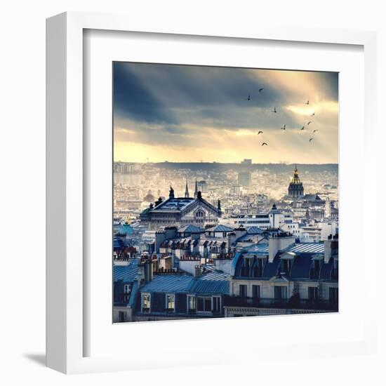 Paris Cityscape Taken from Montmartre-dellm60-Framed Art Print