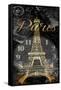 Paris Eiffel Time-Jace Grey-Framed Stretched Canvas