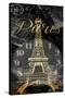 Paris Eiffel Time-Jace Grey-Stretched Canvas