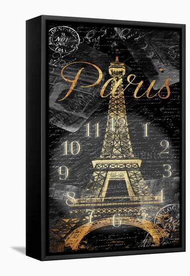 Paris Eiffel Time-Jace Grey-Framed Stretched Canvas