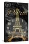 Paris Eiffel Time-Jace Grey-Stretched Canvas