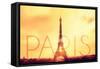 Paris - Eiffel Tower and Yellow Sky-Lantern Press-Framed Stretched Canvas