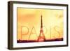 Paris - Eiffel Tower and Yellow Sky-Lantern Press-Framed Art Print