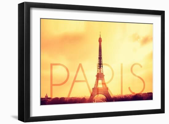 Paris - Eiffel Tower and Yellow Sky-Lantern Press-Framed Art Print
