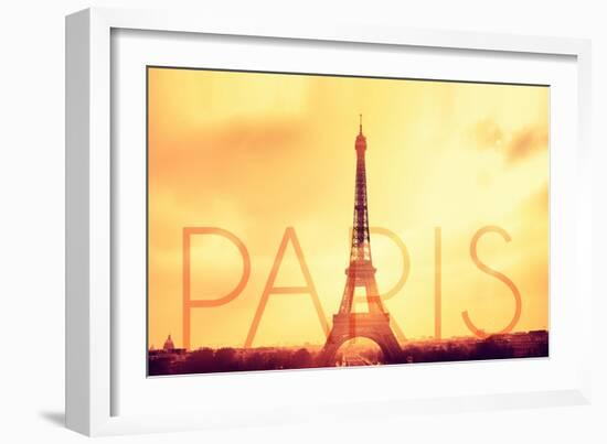 Paris - Eiffel Tower and Yellow Sky-Lantern Press-Framed Art Print