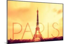 Paris - Eiffel Tower and Yellow Sky-Lantern Press-Mounted Art Print