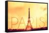 Paris - Eiffel Tower and Yellow Sky-Lantern Press-Framed Stretched Canvas