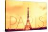 Paris - Eiffel Tower and Yellow Sky-Lantern Press-Stretched Canvas