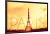 Paris - Eiffel Tower and Yellow Sky-Lantern Press-Framed Art Print