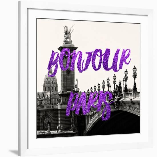 Paris Fashion Series - Bonjour Paris - Alexandre III Bridge and Lamppost-Philippe Hugonnard-Framed Photographic Print