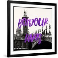 Paris Fashion Series - Bonjour Paris - Alexandre III Bridge and Lamppost-Philippe Hugonnard-Framed Photographic Print