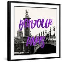 Paris Fashion Series - Bonjour Paris - Alexandre III Bridge and Lamppost-Philippe Hugonnard-Framed Photographic Print