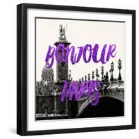 Paris Fashion Series - Bonjour Paris - Alexandre III Bridge and Lamppost-Philippe Hugonnard-Framed Photographic Print