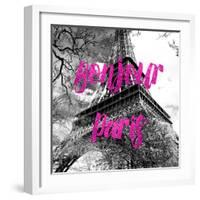 Paris Fashion Series - Bonjour Paris - Eiffel Tower II-Philippe Hugonnard-Framed Photographic Print