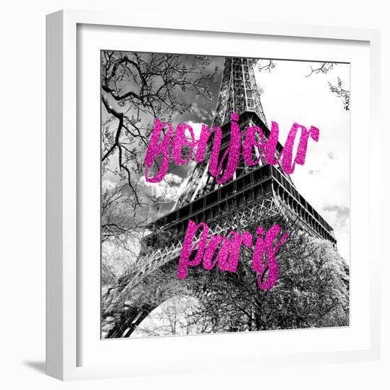 Paris Fashion Series - Bonjour Paris - Eiffel Tower II-Philippe Hugonnard-Framed Photographic Print