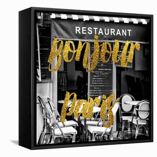 Paris Fashion Series - Bonjour Paris - French Restaurant-Philippe Hugonnard-Framed Stretched Canvas