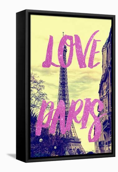 Paris Fashion Series - Love Paris - Eiffel Tower II-Philippe Hugonnard-Framed Stretched Canvas