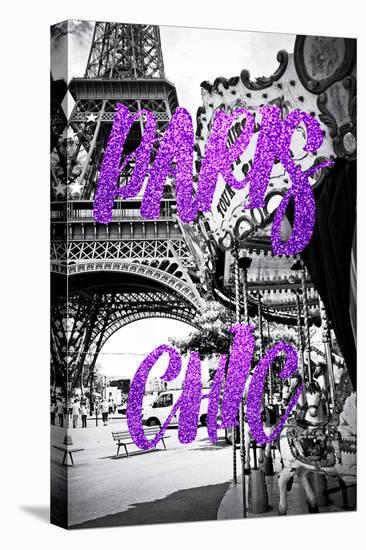 Paris Fashion Series - Paris Chic - Eiffel Tower and Carousel III-Philippe Hugonnard-Stretched Canvas