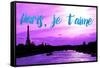 Paris Fashion Series - Paris, je t'aime - Seine River at Sunset IV-Philippe Hugonnard-Framed Stretched Canvas