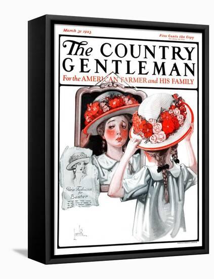 "Paris Fashions for Easter," Country Gentleman Cover, March 31, 1923-F. Lowenheim-Framed Stretched Canvas