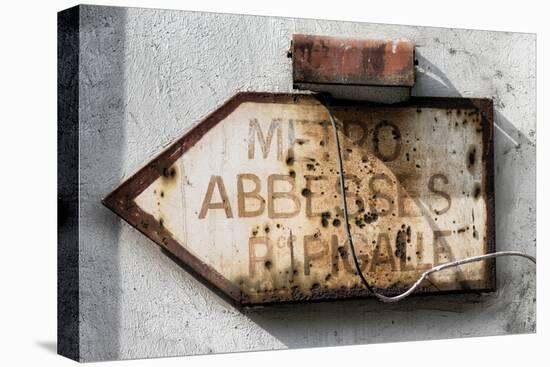 Paris Focus - Old Subway Directional Sign-Philippe Hugonnard-Stretched Canvas