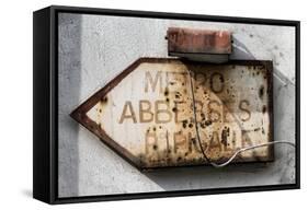 Paris Focus - Old Subway Directional Sign-Philippe Hugonnard-Framed Stretched Canvas