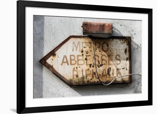 Paris Focus - Old Subway Directional Sign-Philippe Hugonnard-Framed Photographic Print