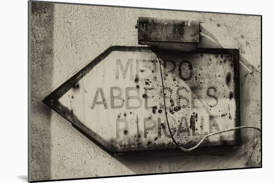 Paris Focus - Old Subway Directional Sign-Philippe Hugonnard-Mounted Photographic Print