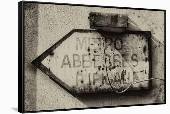 Paris Focus - Old Subway Directional Sign-Philippe Hugonnard-Framed Stretched Canvas