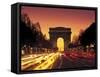 Paris, France, Arc De Triomphe at Night-Peter Adams-Framed Stretched Canvas