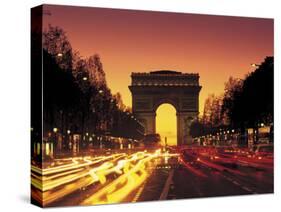 Paris, France, Arc De Triomphe at Night-Peter Adams-Stretched Canvas