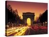 Paris, France, Arc De Triomphe at Night-Peter Adams-Stretched Canvas