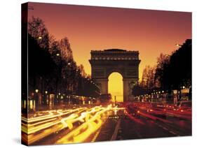 Paris, France, Arc De Triomphe at Night-Peter Adams-Stretched Canvas