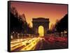 Paris, France, Arc De Triomphe at Night-Peter Adams-Framed Stretched Canvas