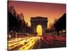 Paris, France, Arc De Triomphe at Night-Peter Adams-Stretched Canvas