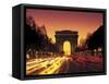 Paris, France, Arc De Triomphe at Night-Peter Adams-Framed Stretched Canvas