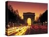 Paris, France, Arc De Triomphe at Night-Peter Adams-Stretched Canvas