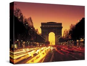 Paris, France, Arc De Triomphe at Night-Peter Adams-Stretched Canvas